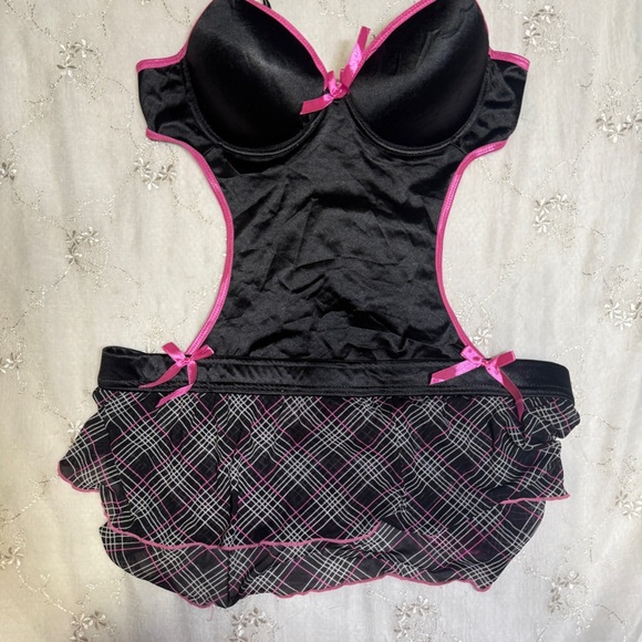 Vintage Y2K Black & Pink Grunge Lingerie – Size 36C - Picture 3 of 5